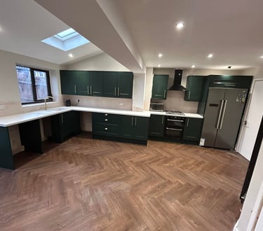 Modernised kitchen renovation with island and spotlights in Worcester