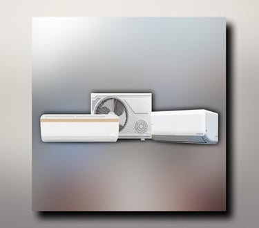 a white air conditioner with a white air conditioner