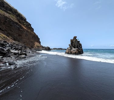Black sand beach at El Bollullo