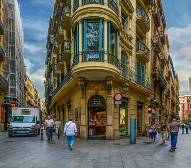 Narrow winding streets in Barcelona’s Gothic Quarter
