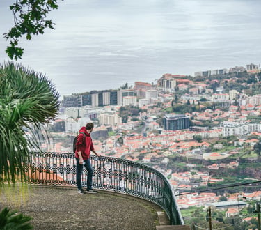 A panoramic view from a scenic viewpoint in Funchal, Madeira