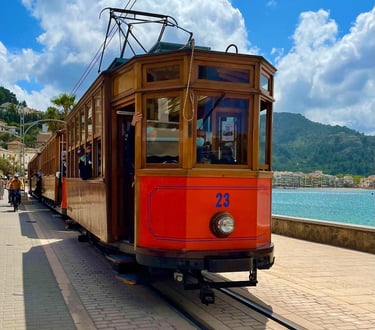 Wooden tram in Port de Sóller, Mallorca