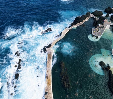 Volcanic pools in Porto Moniz overlooking the Atlantic Ocean