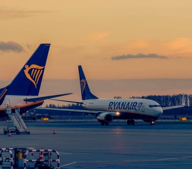 Ryanair airplanes grounded at airport