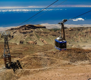 Cable car ascending Mount Teide
