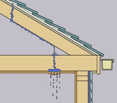 Illustration of leaking roof