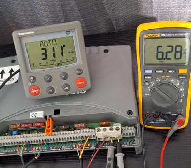 a raymarine s3g connected to auto pilot head
