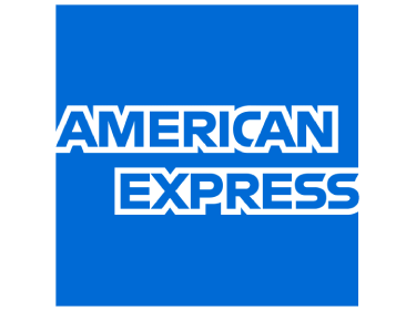 Official American Express logo with white outlined text on a classic blue square background.