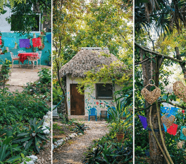 collage de vistas de mayan bungalow