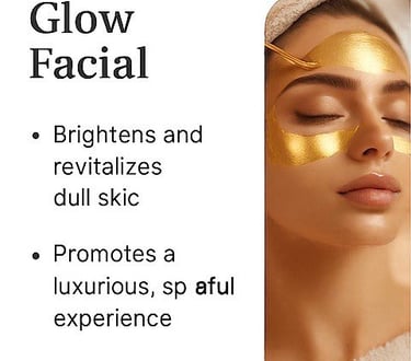 luxury facial treatment with gold mask application at Glam S Beauty.