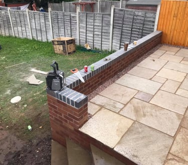 Brick garden wall built in Worcester by B R Building and Landscapes
