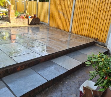 patio steps installed at home in worcester by b r building and landscapes