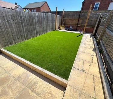 Fresh turf laid in Worcester garden by B R Building and Landscapes