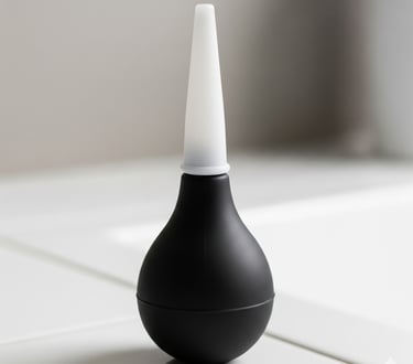 black bulb with white tube douche