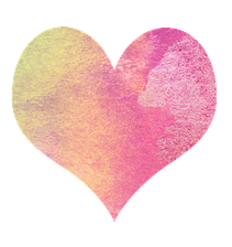 watercolor painting of a pink and yellow heart