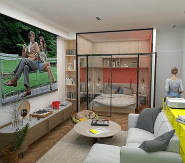 Décoration séjour et salon de luxe projet Moscou, agence Nina Poma Studio.