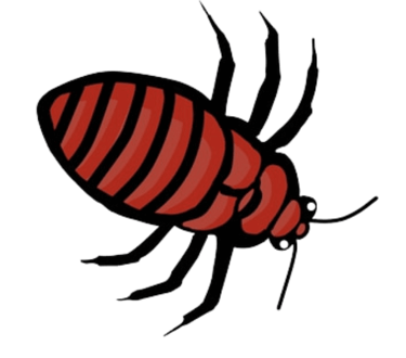 an animated bed bug facing the right