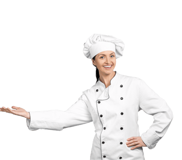 Chef holding her hand out