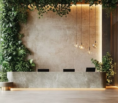 biophilic spa reception design 