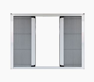 Plase plisse cu doua canate actionate independente sau in acelas timp -Plase albe, maro, imitatie 