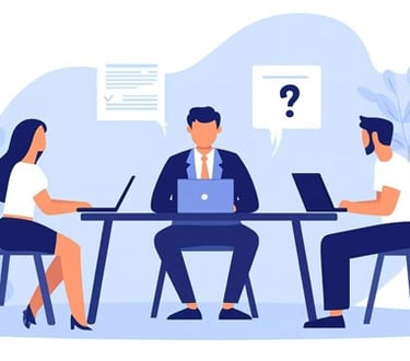 Two people, on laptops being coached