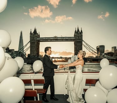 Wedding couple at Tower Bridge in London