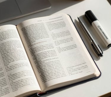 A serene scene with an open Bible and a cup of coffee on a wooden table bathed in soft natural light.