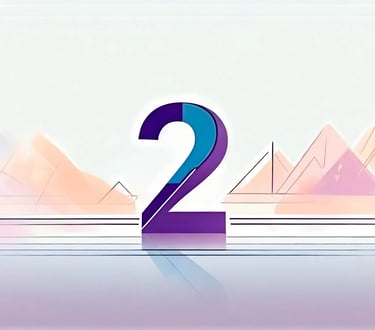 a number two with mountains in the background