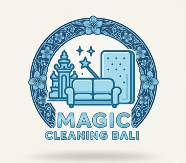 a couch with a magic cleaning ball on it