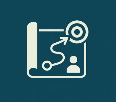 Strategic roadmap icon showing a winding path from a starting point to a target goal.