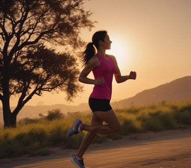 An active person running outdoors symbolizing sports and fitness.