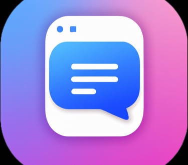 a chatbott with a speech bubble in the middle of the screen