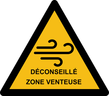 déconseillé zone venteuse