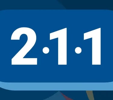 blue and white 211 icon
