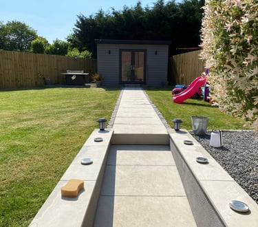 garden room and landscaping project in worcester by lakes building and plastering services