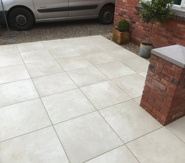 patio slabs layed by by lakes building and plastering services in worcester garden