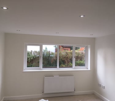 inside of a garage conversion carried out by lakes building and plastering services in malvern