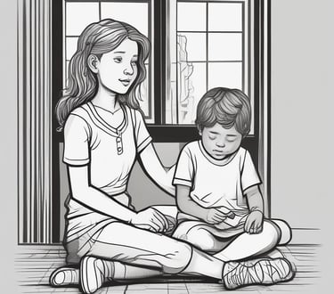 a mother and son playing with a tablet