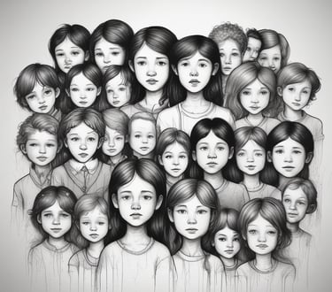 a group of people with many different faces