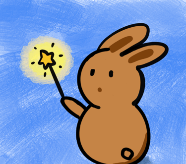 The Rabbit's Secret Stories Logo our brown rabbit's wand to magical stories