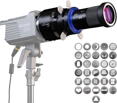 Bowens Mount Snoot Spotlight GOBO Projector- Compatible with Aputure Amaran 60D/XS/100X/D 200D/X