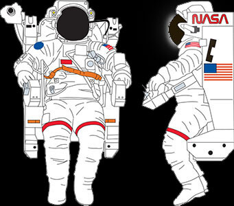 2-D Poly design for Kennedy Space Center of Astronaut in space suit.
