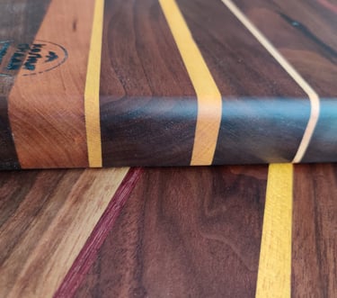Handcrafted walnut cutting board made in Johns Creek Georgia by Koshur Chaan Woodworking