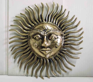 "Handmade brass sun wall hanging–ethnic home decor – vintage-style-Labeled for export"