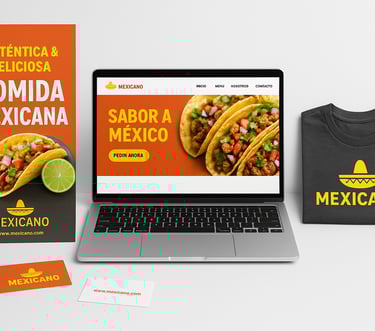 Material gráfico de Solugraphic Shop: website, logo, flyer y tarjetas de presentación para negocios