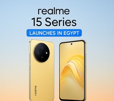 "realme 15 Series launch in Egypt showcasing two smartphones with 50MP cameras and AI technology."