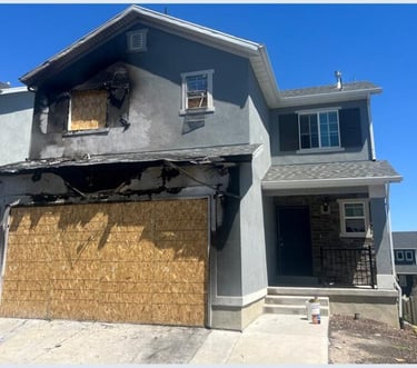 Fire damaged house