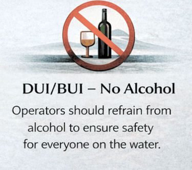 No alcohol sign for DUI and BUI prevention to ensure boat safety at Lake Wallenpaupack
