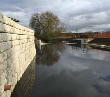 the finished River Cray weir & fish pass a Mackley project where Pro Earth products were used