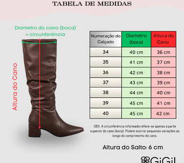Bota Feminina GiGiL Cano Longo Enrugado Slouch Bico Fino Salto Bloco Médio